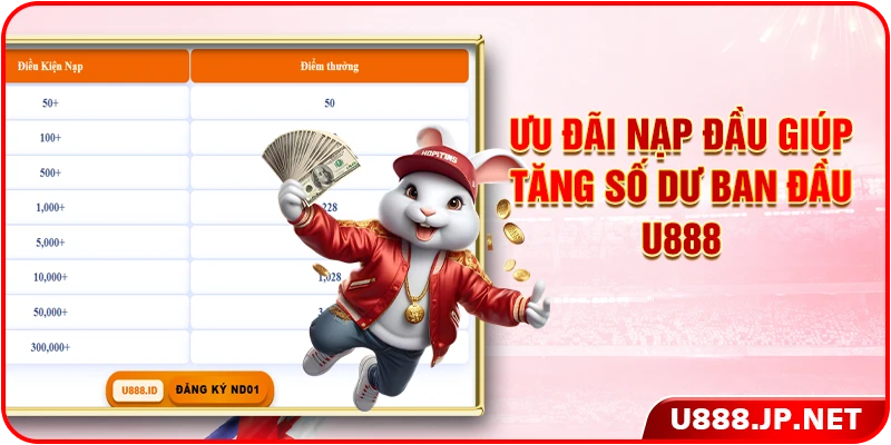 Ưu đãi nạp đầu giúp tăng số dư ban đầu U888